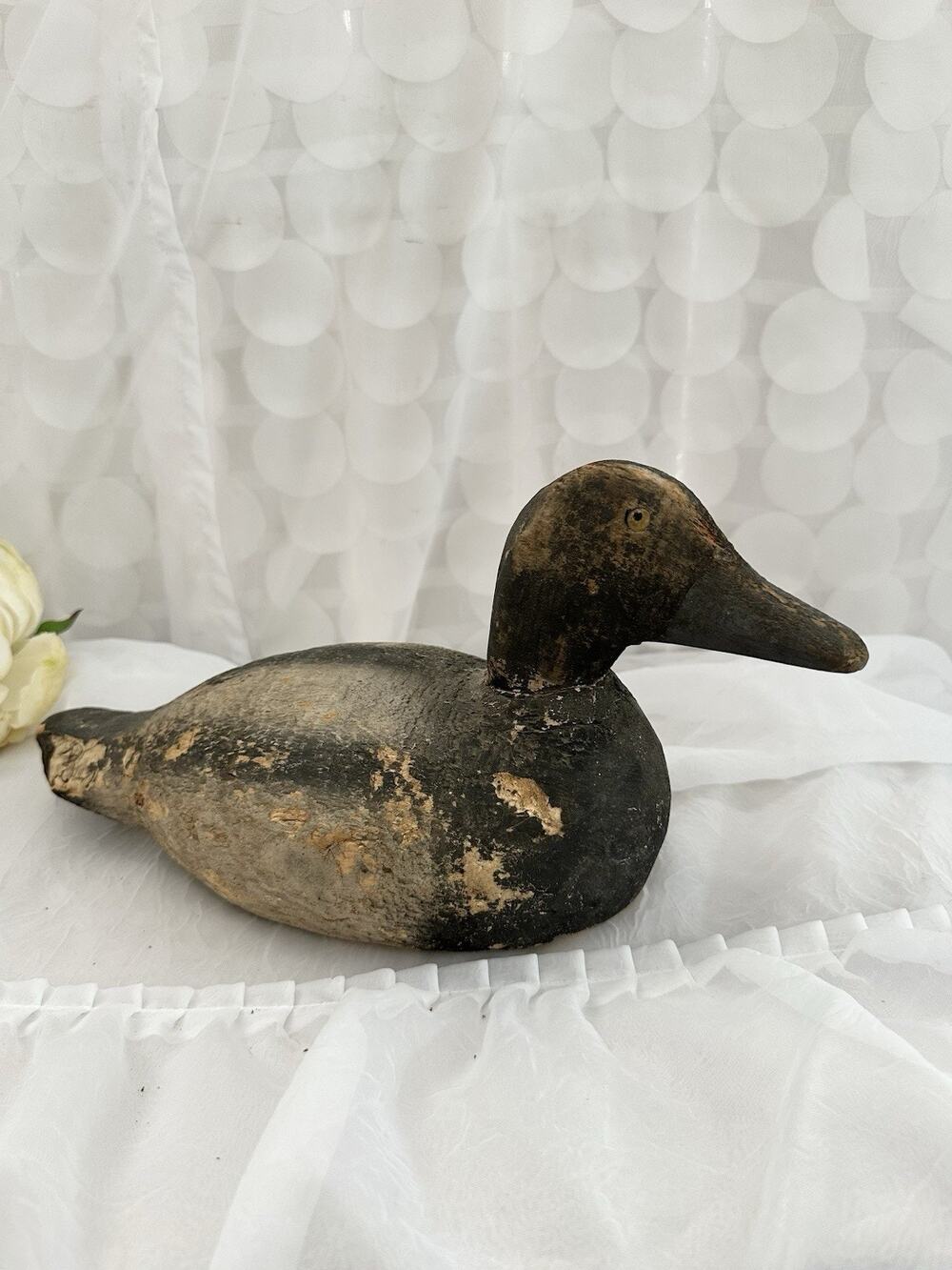 Vintage Hand Carved Wooden Duck Decoy Rustic Primitive Farmhouse Home Decor